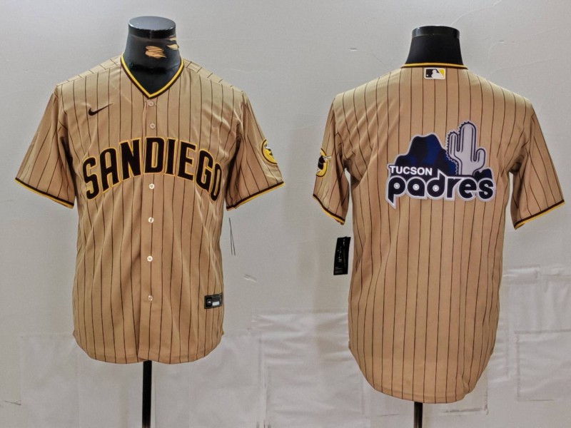 Men's San Diego Padres Tan Team Big Logo Cool Base Stitched Baseball Jersey